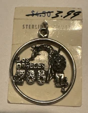 Vintage Maisel Los Angeles Zoo Sterling Silver 3D Charm Pendant Lion Giraffe NEW