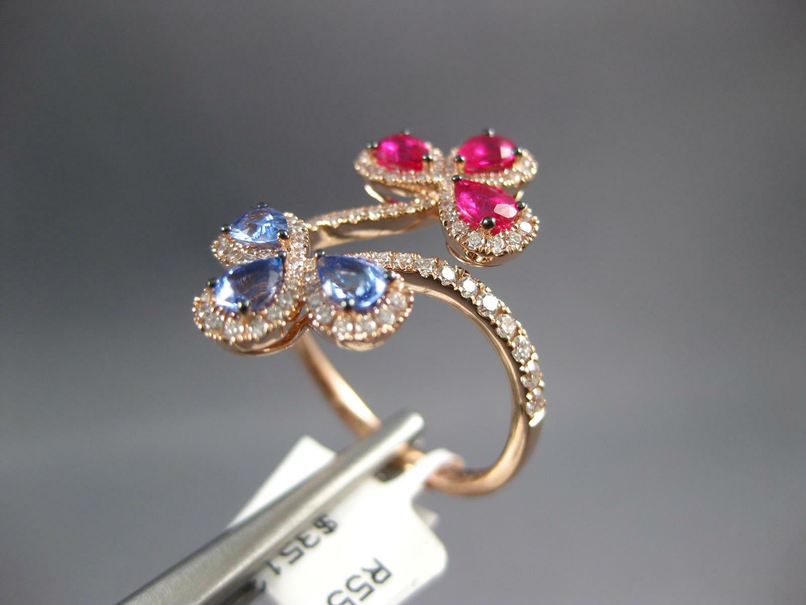 LARGE 1.73CT DIAMOND AAA RUBY & AAA SAPPHIRE 14K … - image 9