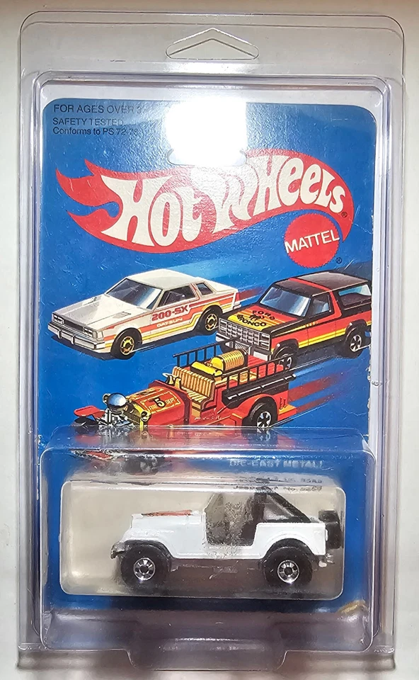Hot Wheels Jeep CJ-7, White, 1982, Vintage Blackwalls, Mint on Card, Hong Kong - Image 2 of 4