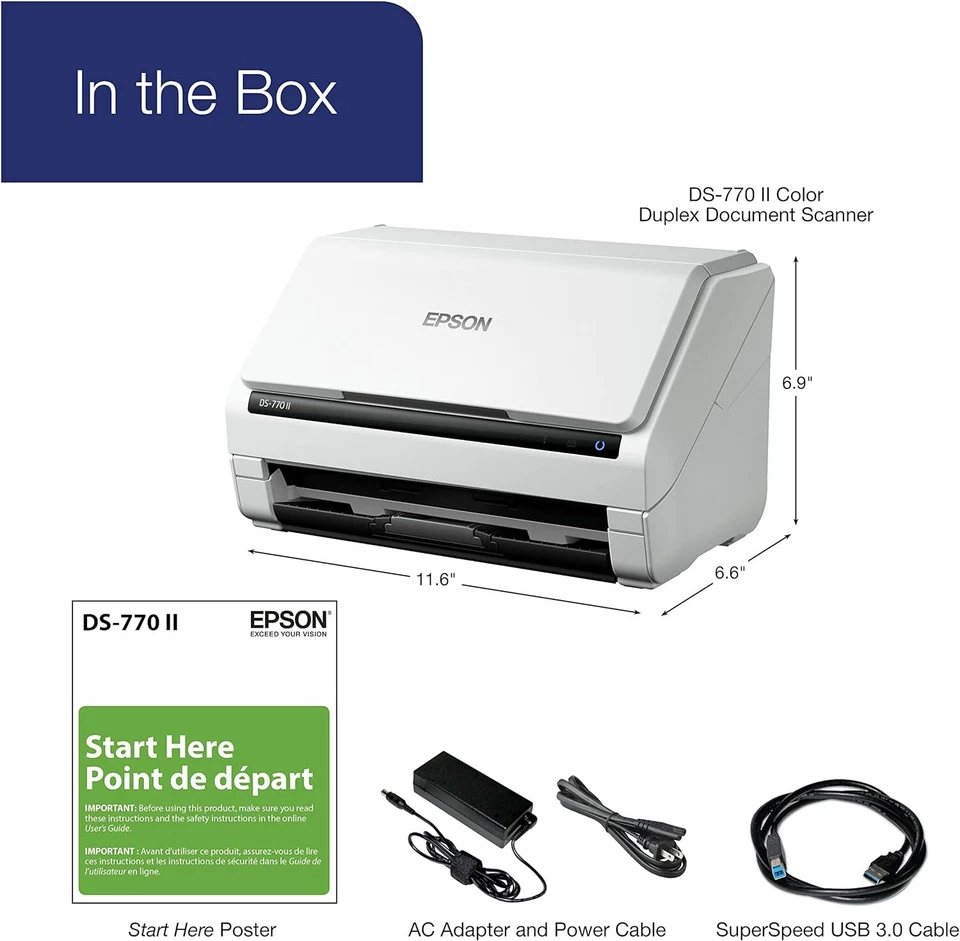 Epson DS-770 II Color Duplex Document Scanner (B11B262201) New Damage Box - Image 4 of 4