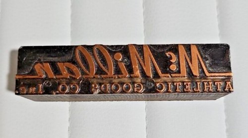 McMillan Sportartikel Co Kupferdruck Blockpresse Holz Vintage Werbung - Bild 1 von 5