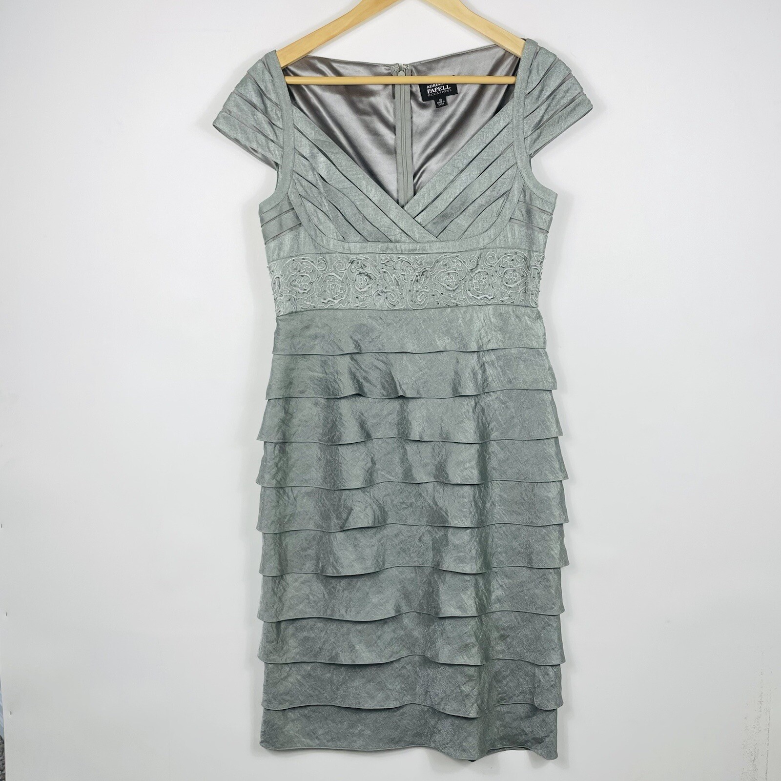 adrianna papell beaded tiered dress Adrianna Papell Women's Beaded Mesh Tiered Dress