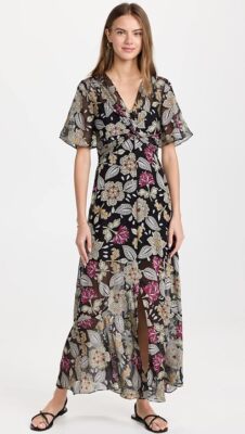 rag & bone Women's Tamar Floral Dress, Black Floral, 2