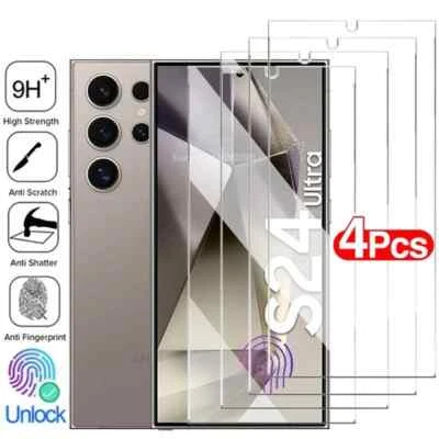 4PCS Tempered Glass Screen Protector For Samsung Galaxy S24 S25 FE Ultra Edge