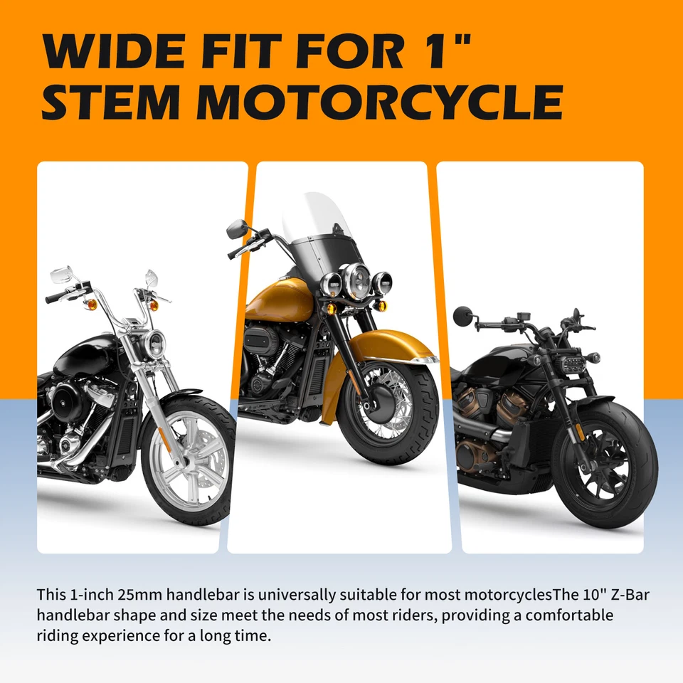 Manillar de 1" 10" altura Z-Bar colgante para Triumph Bonneville Custom Bobber Foto 3 de 4