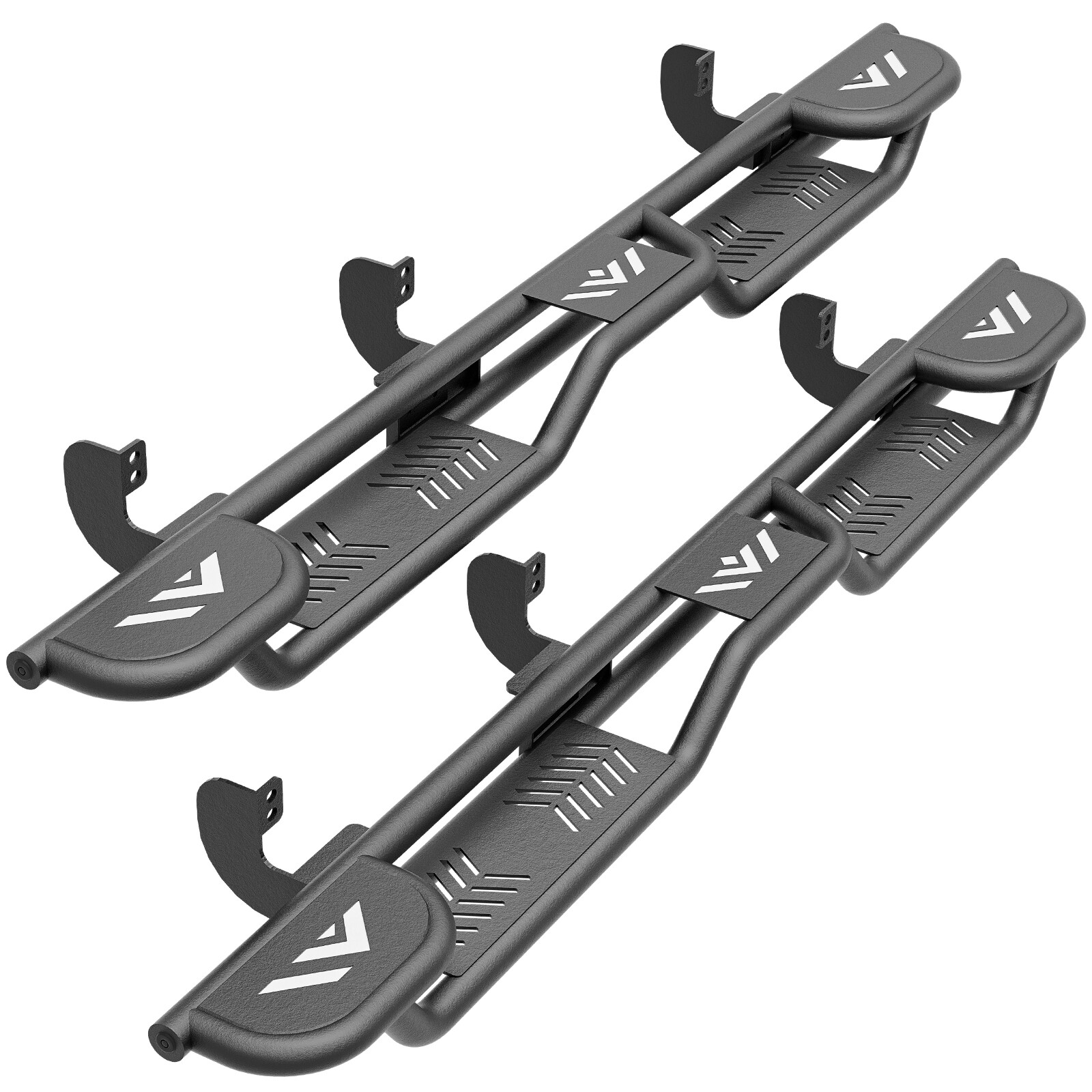 Three Raised Steps Running Boards For 2005-2025 Nissan Frontier Crew Cab Bolt-on