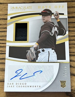 2021 Panini Immaculate Hats Off #HO-JC Jake Cronenworth /25 Auto Padres