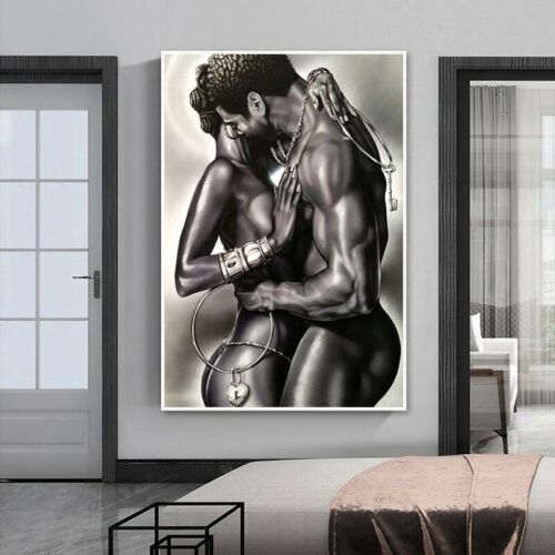 Naked Black Couple Canvas Painting Wall Art Canvas Prints Picture Canvas Posters - Picture 1 of 5