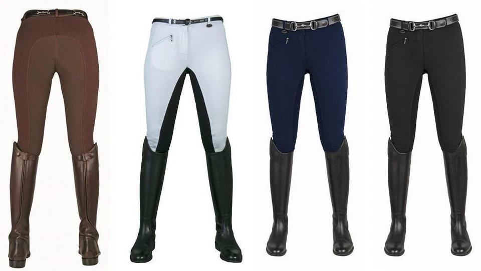 HKM KINDER Reithose -Basic Belmtex Grip- 3/4 Besatz schwarz blau braun weiss 3Tage