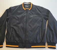 Members Only Jacket Mens Large Black Full Zip Bomber Racer Retro Iconic