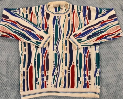 Cotton Traders Knit Sweater 90S Vintage Coogi Style Size Large
