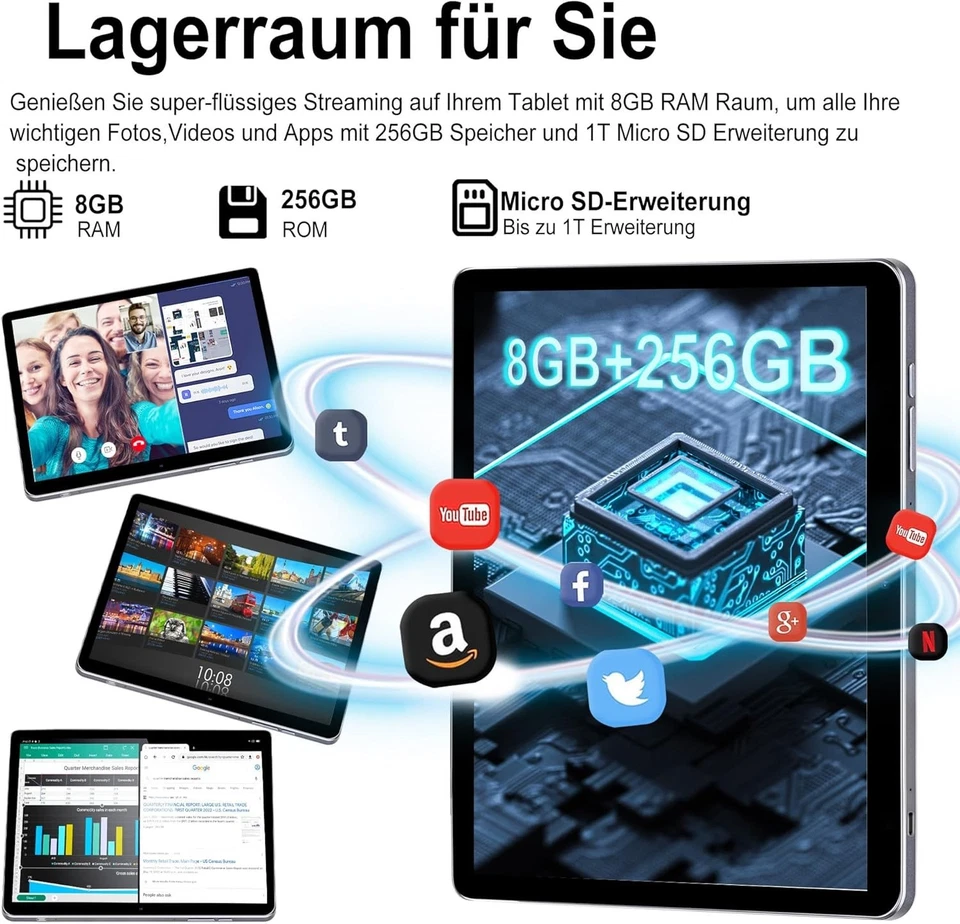 Veidoo 13 Zoll Android Tablet T80 PLUS mit 16GB RAM, 256GB ROM - Bild 3 von 4