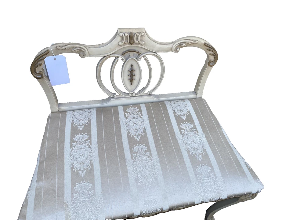 Taburete de banco de tocador blanco Decorator 66296 Foto 2 de 4