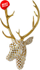 Escultura de resina de oro blanco decoración de pared cabeza de ciervo mosaico 15,7 x 8,7 pulgadas regalo - EE. UU.