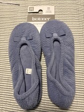 Isotoner Women's Sz 6.5-7.5 Chevron Microterry Slipper Periwinkle