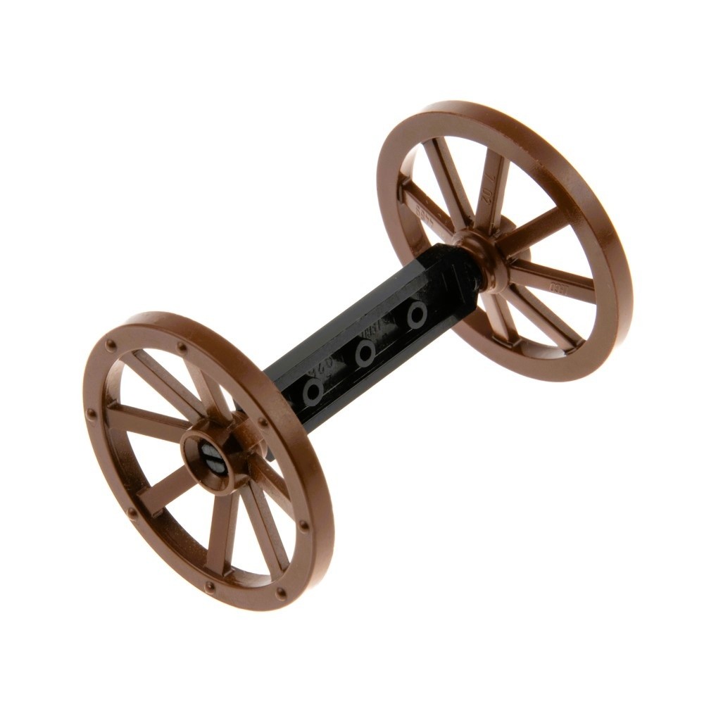 1X Lego Wheel Axle Modified 1X4 Black Wheels 33Mm D. Red Brown 2926 4489B