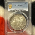 1882-S Morgan Dollar PCGS MS63 Gold Seal RARE ORIGINAL BLAST WHITE
