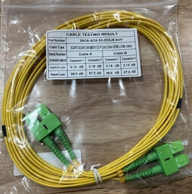 1M 3M 5M 10M SC/APC to SC/APC Simplex Single Mode Fiber Optic Patch Cable Yellow