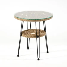 Muse & Lounge Co. Ysar Boho 19-inch Round Coffee Table Outdoor with Tempered ...