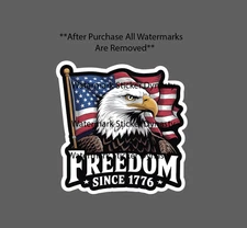 Bald Eagle Sticker Waterproof Decal USA Flag Freedom Since 1776 America Gift NEW