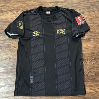 Umbro El Salvador 2022 FIFA World Cup Black Jersey Qatar signage