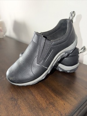 MERRELL Jungle Moc Black Leather UPPER Slip-On Shoes Kids Size 5M