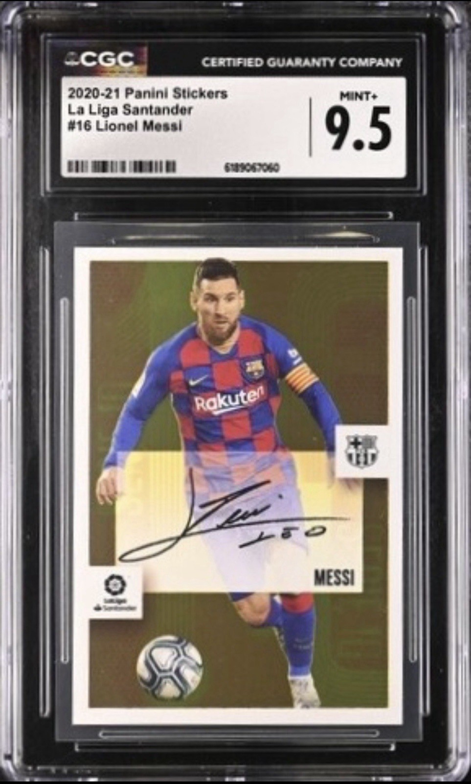 LIONEL MESSI 2020-21 Panini Spanish Liga Serie 10 Autografo CGC 9.5 Auto Mint