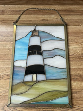 Vintage Stained Glass Lighthouse Suncatcher 8.5 X 12.75 - Nautical Theme