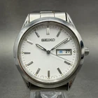 Seiko Watch Men 37mm White Dial Silver Tone Daydate Round 7N43-9080 New BatteryG