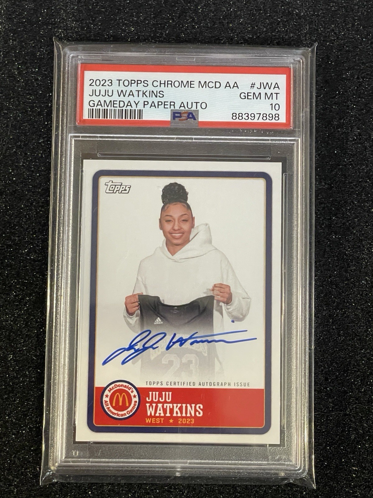 JuJu Watkins 2023 Topps Chrome McDonald’s All American Gameday Auto PSA 10