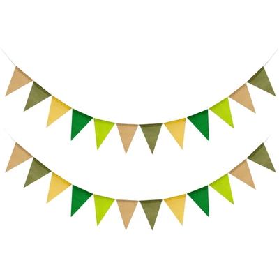 Bannière drapeau triangle vert fête anniversaire mariage avec matière polyest - Photo 1/4