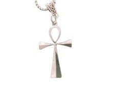 Egyptian / Religious / Amulet Silver Bevelled Ankh & Chain. Ancient Egyptian.