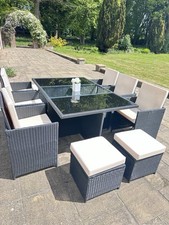 Cube Rattan Garden Chair Set 10-Seater Wicker Patio Furniture