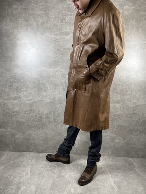 Hermes Sport Archives 80s Luxury Real Fur Leather Brown Coat Sz L