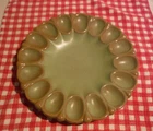 Vintage Frankoma Pottery Plainsman Green 819 Deviled Egg Platter 1980s htf