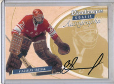 2002-03 ITG Between The Pipes hockey Vladislav Tretiak Vintage Goalie auto card
