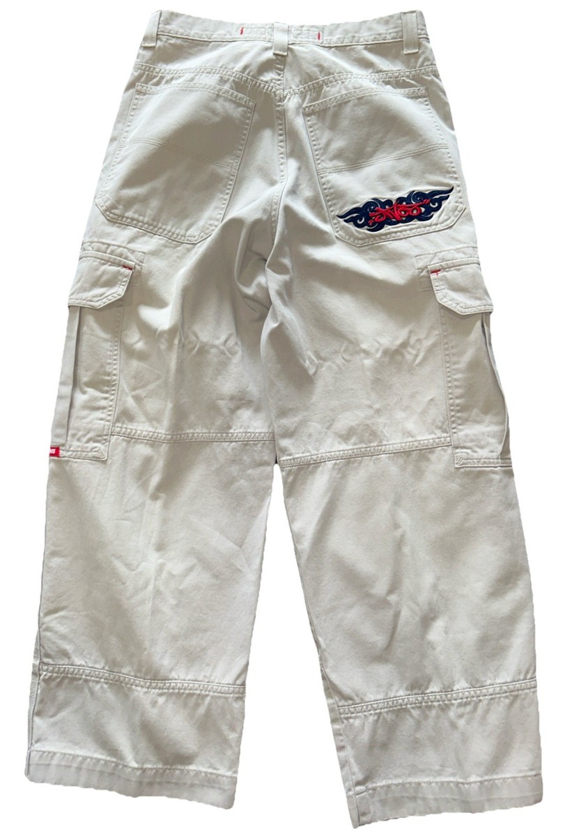 JNCO Jeans Cargo Pants Mens 33x30 Khaki Wide Embroidered Skate