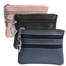 3pack Keychain Coin Purse with Zipper,Card Holder Wallet for Both Women and M...