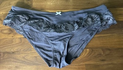 Vtg Victoria Secret Dream Angels String Bikini Panties LACE Second Skin L Ruffle