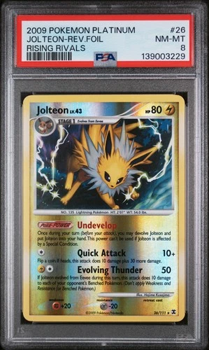 2009 POKEMON PLATINUM RISING RIVALS #26 JOLTEON-REVERSE FOIL PSA 8