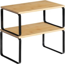 Cabinet Organizer Shelf, Set of 2 Kitchen Counter Shelves, Expandable Kitchen
