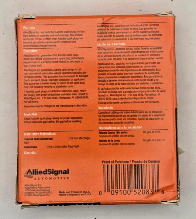 Bujías Autolite Nº 104 punta estándar NOS paquete de 4 núcleos de cobre vintage Foto 2 de 3