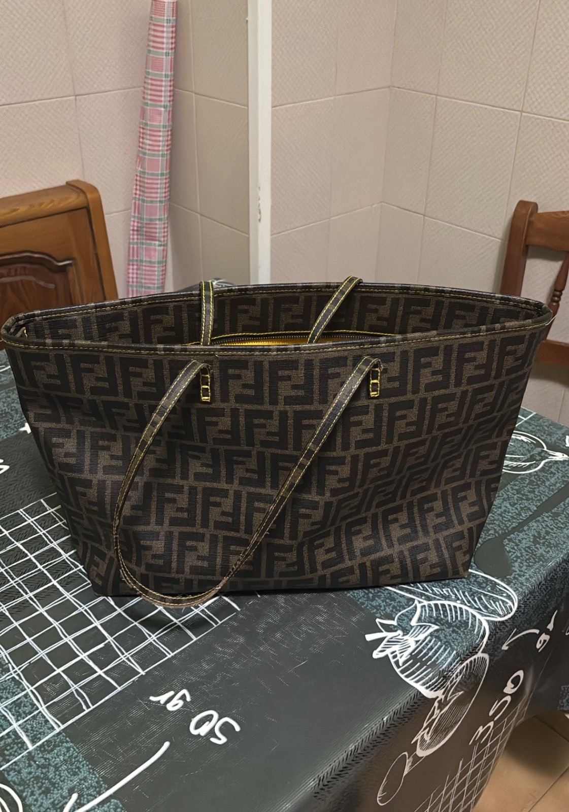 Fendi Zucca FF Shopper Tote Bag Vintage Canvas Made in Italy