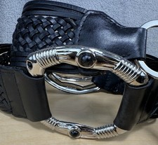 Chicos Leather Woven Braided Fashion Belt Women  s O Rings Size M-L