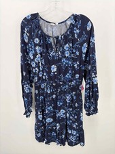 Pre-Owned Gap Navy Size Medium Floral Knee Length Long Sleeve Dress