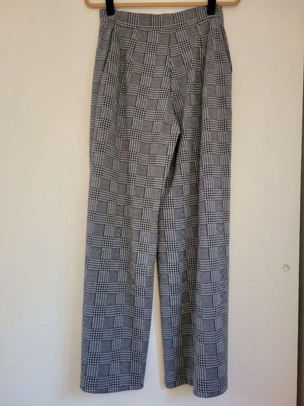 Maeve Anthropologie Avery Houndstooth Pleated Wide-Leg Trousers Black White Sz 4 image 3
