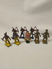 LOT of 8 Vintage Mixed Lead Figures Barclay Manoil Britains INDIANS Woman Davy