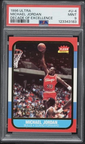 MICHAEL JORDAN PSA 9 1996-97 FLEER #U-4 DECADE OF EXCELLENCE BULLS 4065