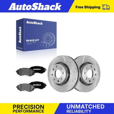 Front Drilled Slotted Brake Rotors Ceramic Pads for Chevrolet, Spark 2013-2015