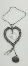 Silver Tone Crystal Heart Follow Your Heart Charms Hanger Keychain Keyring Fob